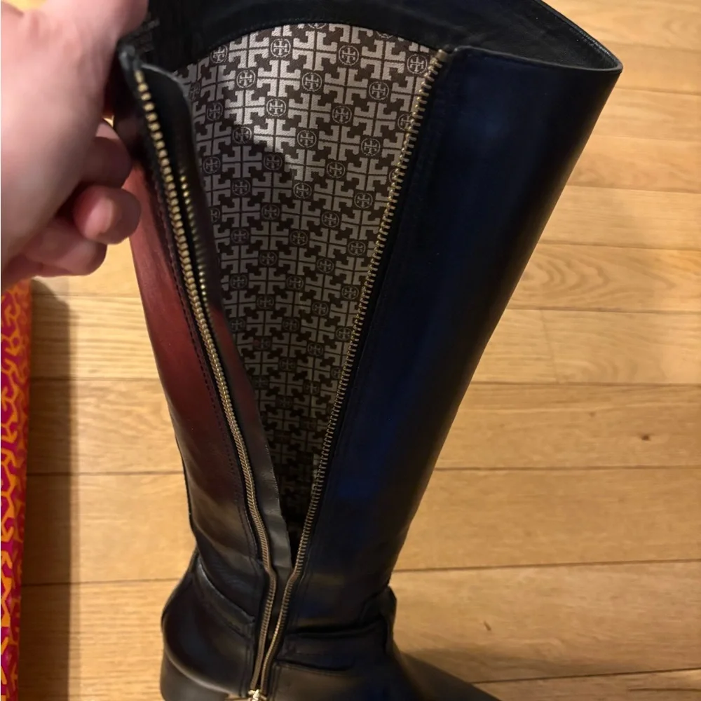Tory Burch Black Leather Riding Boots